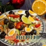 Fish konzervirana salata sa krastavcem, paradajzom i maslinama