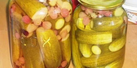 Kuhanje krastavaca sa gooseberry bez sirćeta