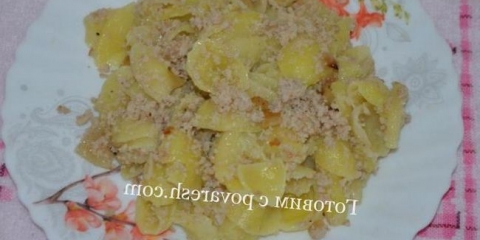 Tjestenina na floti s kuhanim mesom - korak po korak recept