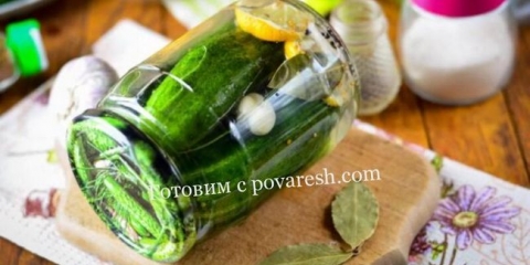 Krastavci sa limunom i senfom za zimski prag na banci 1 litre