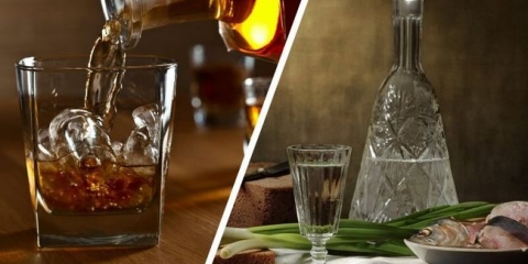 Glavne razlike votke i viskija, razlika u prezentaciji tablici