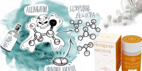 Indikacije za primanje, primjena sukcinske kiseline prilikom mamurluka