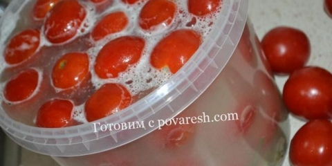 Rajčica u plastičnoj kanti sa senfom kao bačve