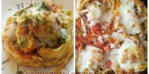 Recept gnijezda izrađene od makaronija sa nadjevom u rerni