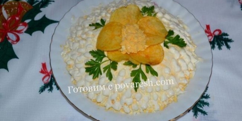 Salata recept sa dimljenim piletinom i svježim slojevima krastavca