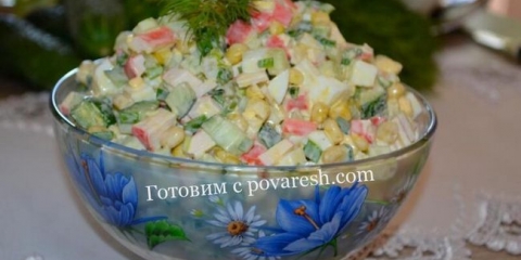 Salata od rakova sa salatom od kukuruza i krastavca, recept