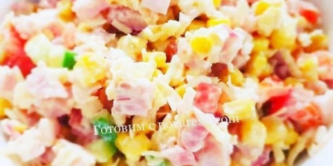 Salata sa dimljenom piletinom i paradajzom i kukuruzom