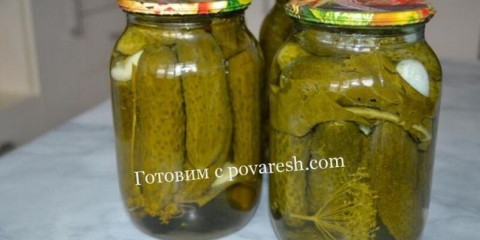 Slatki kiseli krastavce za zimu u litarskim bankama sa sirćetom: recept