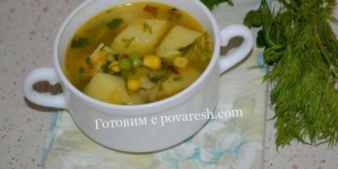 Juha sa kukuruzom i zelenim graškom: recept za biljnu mršavu supu