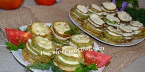 Prženi tikvici sa majonezom i češkom sama, grickalica